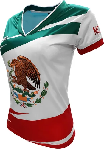 Miniatura 2 de Mexico Jersey Arza - Diseño para mujer con cuello en V, color verde, blanco, rojo
