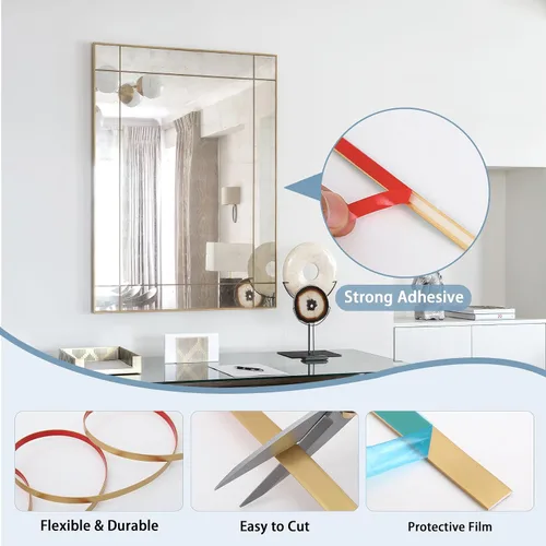 Miniatura 3 de Tira flexible para despegar y pegar de color negro cepillado para pared, para espejo, piso, gabinete, techo, borde de azulejos