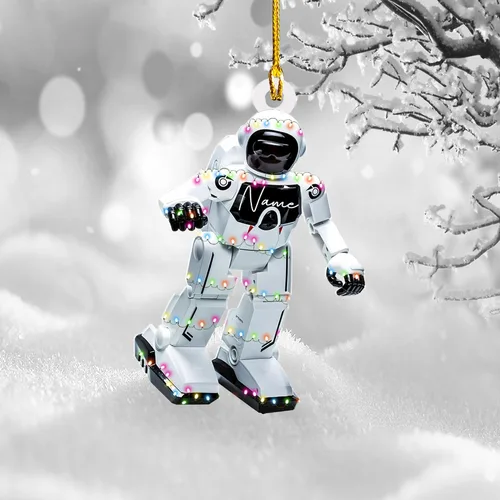 Miniatura 4 de Adorno de robot personalizado 2025, adornos de robot para árbol de Navidad, adorno de robótica, decoración colgante para árbol de Navidad (Robot1)