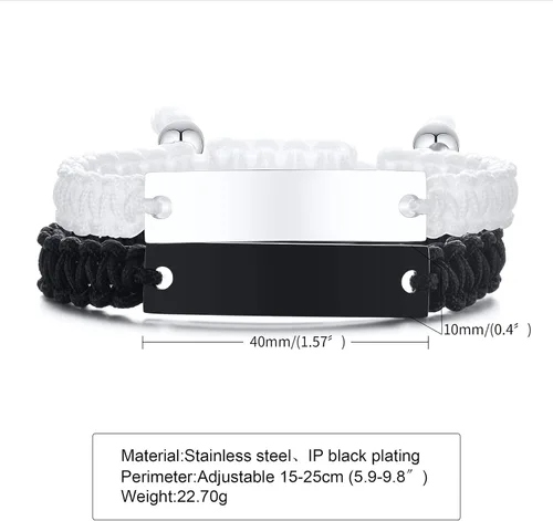 Miniatura 6 de VNOX Pulsera Personalizada Personalizable Nombre Fecha Cita Amistad Amor Pareja Pulsera Hecha a Mano Cuerda Trenzada Pulsera Regalo Aniversario