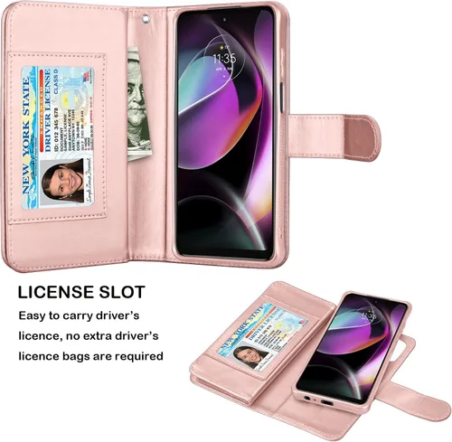 Miniatura 3 de Njjex Funda tipo cartera para Motorola Moto G 5G 2022, para Moto G 5G 2022, [9 ranuras para tarjetas] Funda de piel sintética para tarjetas