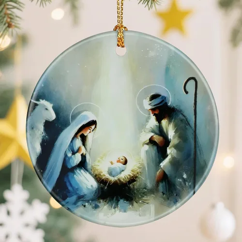 Miniatura 11 de Adorno de Cruz Católica, Adornos de Navidad Cristianos, Adornos de Árbol de Navidad, Decoración Religiosa de Vacaciones Regalos para Cristianos