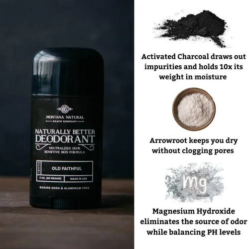 Miniatura 3 de MNSC Old Faithful - Desodorante de magnesio y carbón activado, fórmula para piel sensible, sin aluminio, sin bicarbonato de sodio, totalmente