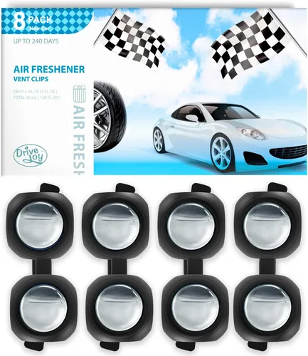 Miniatura 15 de Clips ambientadores para ventilación de automóvil, paquete de 8, proporciona aroma duradero, hasta 240 días, eliminador de olores (manzana y canela)