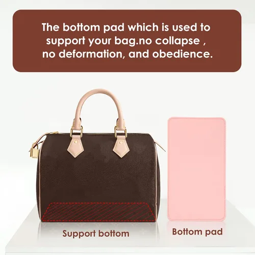 Miniatura 3 de KESOIL Inserto organizador de bolso para bolsos, Fit Speedy 30 Neverfull Felt Tote Insert con Base Shaper Zipper Bag en bolsa (rosa fieltro, grande)