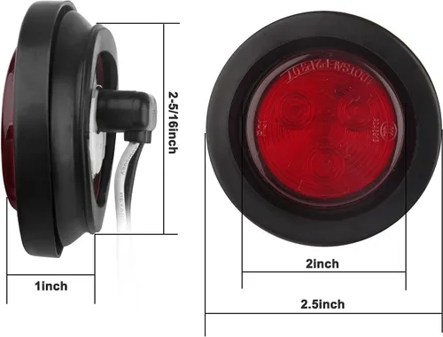 Miniatura 3 de 10 piezas de luces LED de 2 pulgadas redondas, luces de marcador lateral y de despegue de remolque redondas de 2 pulgadas, 4 luces LED selladas