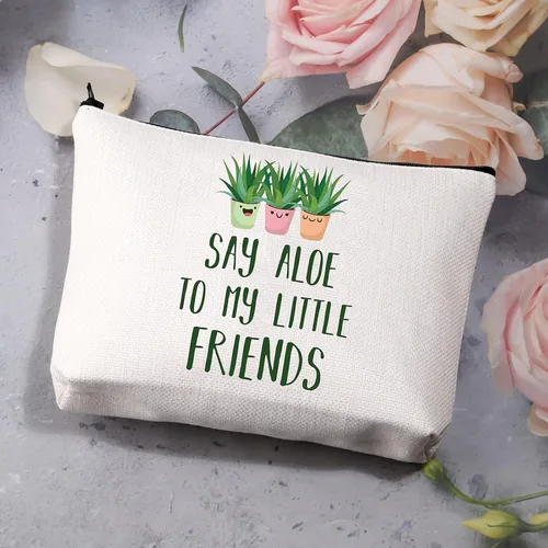 Miniatura 7 de BDPWSS Bolsa de maquillaje para amantes de las plantas, para jardinero, plantas suculentas, plantas locas, regalos para damas, diga aloe a mis