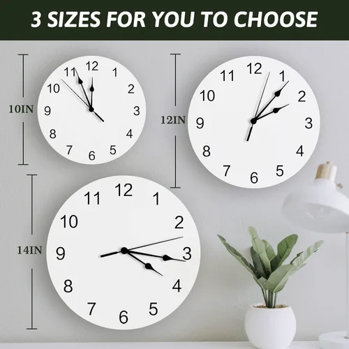 Miniatura 8 de Reloj de pared con árbol del bosque, funciona con pilas, reloj de pared silencioso de PVC sin tictac de 10 pulgadas, paisaje forestal brumoso, reloj