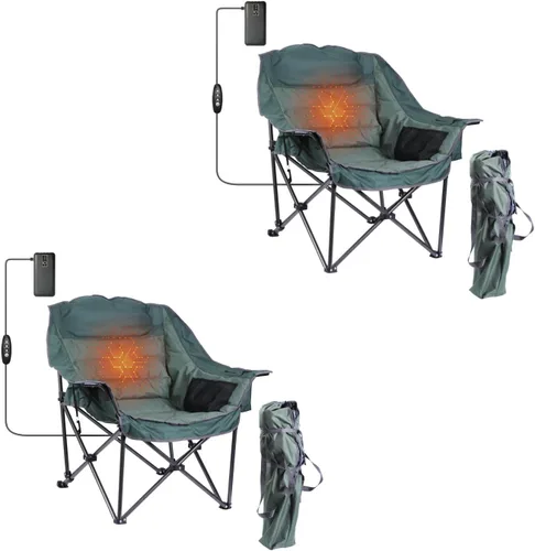 Miniatura 4 de Silla plegable de campamento, silla acolchada, silla de campamento de gran tamaño, silla de césped para adultos, bolsa de transporte resistente