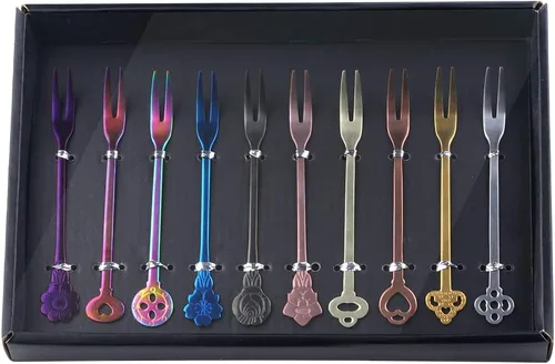Miniatura 14 de Buyer Star Juego de 8 cuchillos de mantequilla, juego de esparcidor de queso dorado de acero inoxidable 18/10 en caja de regalo negra para fiestas