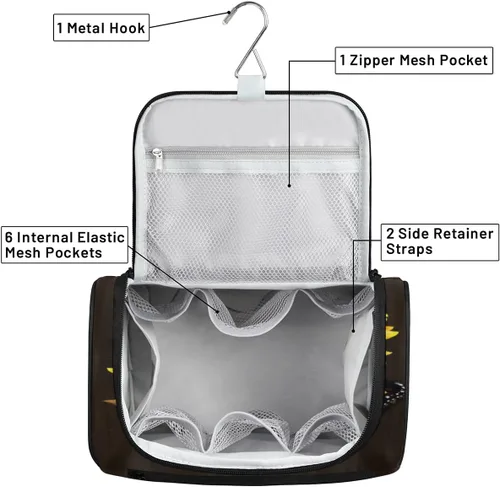 Miniatura 5 de cfpolar Animal Fox Flores Colgantes Neceser de Viaje Neceser Organizador de Maquillaje Bolsa de Almacenamiento de Cosméticos Baño Bolsa