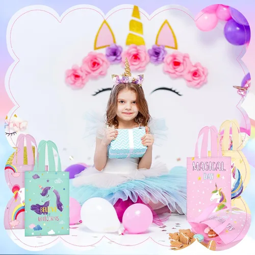 Miniatura 6 de Faccito 24 bolsas de regalo de cumpleaños, bolsas de regalo de cumpleaños, bolsas de dulces, bolsa de golosinas coloridas, bolsa de regalo no tejida