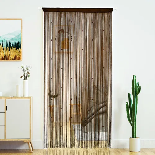 Miniatura 8 de YaoYue Cortina de Hilos con Cuentas para Puerta, Cortinas de Hilos para Puerta, con Borlas, Cuentas, Franja Colgante, Divisores de Habitación