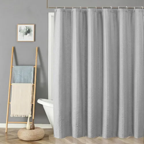 Miniatura 43 de Aiyufeng Moga - Cortina de ducha verde salvia, cortinas de ducha texturizadas en relieve 3D para baño, cortina de baño de tela de poliéster de lujo