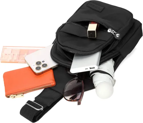 Miniatura 6 de Banelu Pequeña mochila bandolera bandolera para mujeres y hombres, bolsa pequeña bandolera bandolera bolsa cruzada riñoneras bandoleras - negro