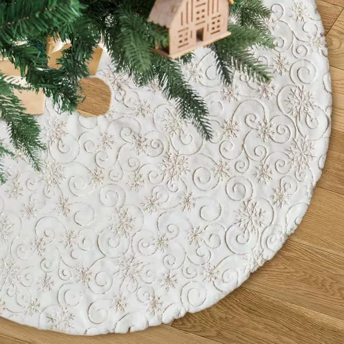 Miniatura 13 de Falda de árbol de Navidad de felpa negra de 24 pulgadas, pequeña, de piel sintética gruesa, lujosa decoración navideña para Año Nuevo, decoración