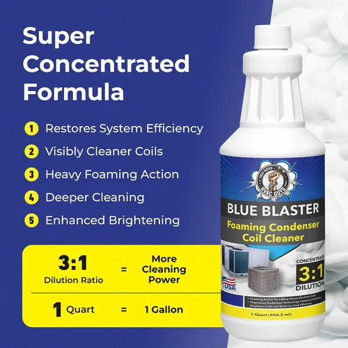 Miniatura 2 de Blue Blaster - Espuma limpiadora de bobina CA – Cuarto de galón Fórmula de servicio extremo para unidades de condensador de CA al aire libre