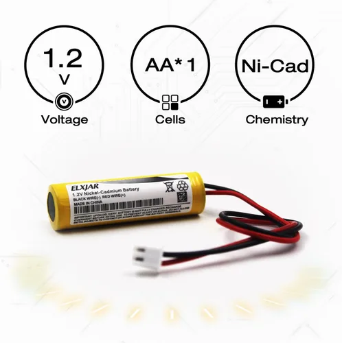 Miniatura 2 de Paquete de 5 baterías de repuesto de 1.2 V 800 mAh Ni-CD AA para Unitech AA800mAh OSA268 ELB-CS01 DAA900BT Lithonia EXR LED EL M6 Señal de salida