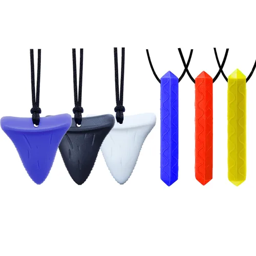 Collares masticables sensoriales para niños, 6 piezas de juguetes sensoriales masticables para niños con autismo, niñas y niños, TDAH niños