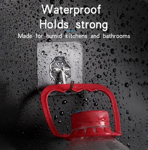 Miniatura 3 de Gancho adhesivo de pared, juego de ganchos autoadhesivos resistentes y engrosados, 16 piezas, carga máxima de 33 libras, transparente, impermeable