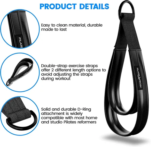 Miniatura 4 de Correas de doble bucle cubiertas de vinilo para equipos de pilates, correas acolchadas con anillo en D para entrenamiento de gimnasio en estudio