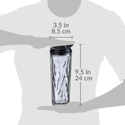 Miniatura 7 de Vaso para batido de cristal con cierre y bloqueo para bebidas frías y calientes Cupture, de 22 oz, Negro diamond