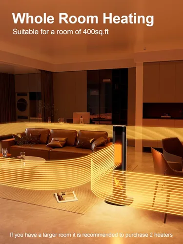 Miniatura 6 de Uthfy Calentador de espacio para habitación grande, calentadores eléctricos portátiles de torre de 1500 W para uso en interiores, calentador