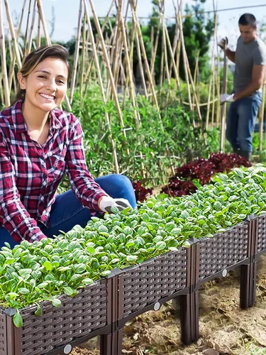 Miniatura 8 de Kalolary 2 juegos de cama de jardín elevada con patas, cajas de plantas de patio, flores vegetales, contenedor elevado para plantas