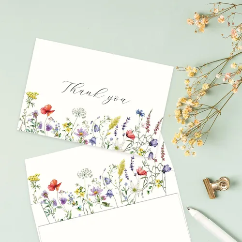 Miniatura 7 de Gooji Tarjetas de agradecimiento florales de verano 4 x 6 con sobres (paquete de 20 sobres a granel) a juego, flores silvestres, bodas, notas