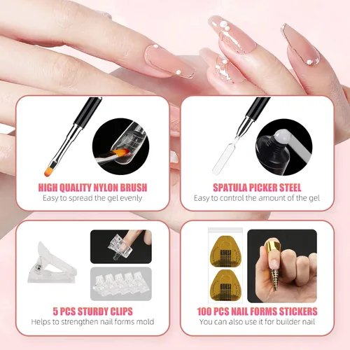 Miniatura 3 de LIONVISON Formas de uñas de poligel: 120 piezas de formas de uñas en forma de ataúd para gel constructor reutilizables - 12 tamaños de extensión