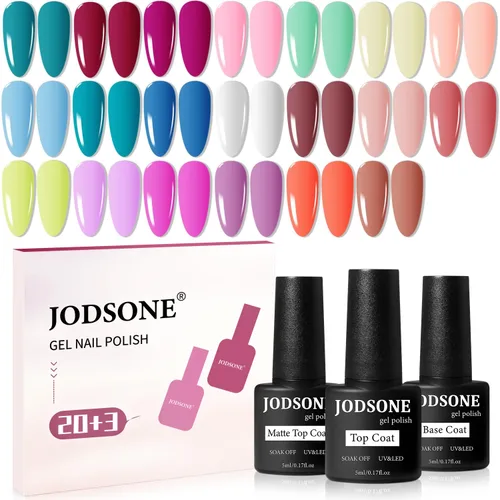 Miniatura 20 de JODSONE Juego de 36 esmaltes de uñas de gel, 32 colores, capa base, capa superior brillante mate y purpurina, juego de esmalte de uñas verde, azul
