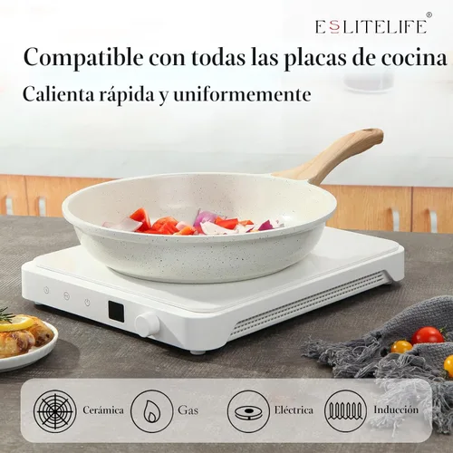 Miniatura 4 de ESLITE LIFE Sartén antiadherente de cerámica con tapa, sartenes de cocina no tóxicas para tortilla de huevo compatibles con todas las estufas