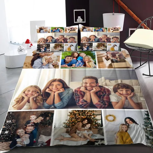 Miniatura 10 de Juego de edredón personalizado con fotos, juegos de cama personalizados con imágenes para niños y niñas (1 edredón y 2 fundas de almohada)