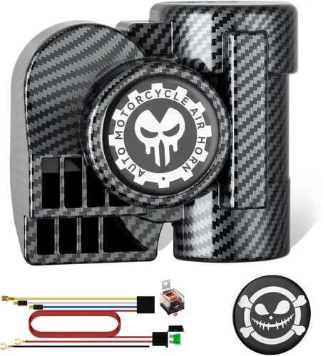 Miniatura 18 de Cuerno de tren para camión, bocinas de coche de 12 V 150 dB súper fuertes con arnés de cableado, cuerno de aire de caracol con compresor eléctrico
