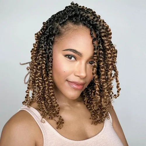 Miniatura 8 de Leeven Cabello de Ganchillo para Mujeres 16 Pulgadas Cabello de Passion Twist Pre-Retorcido 8 Paquetes Ombre Marrón Pre-Enrollado Bomb Crochet #T30