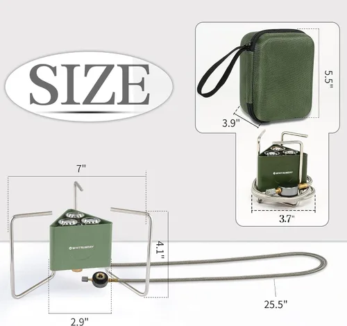 Miniatura 4 de Whitsunday Estufa de camping de 6800 W, 3 quemadores, resistente al viento, portátil, con adaptador de recipiente de combustible, encendido