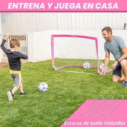 Miniatura 2 de GoSports - Arcos de fútbol portátiles para niños, 13 opciones de color, elige 4 x 3 pies o 6 x 4 pies, redes desplegables de tono de equipo para Rosa