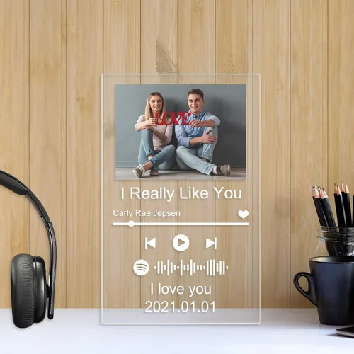 Miniatura 6 de Spotif Glass Art - Álbum de fotos de acrílico personalizado para el día de la madre, 3.9 x 5.5 in