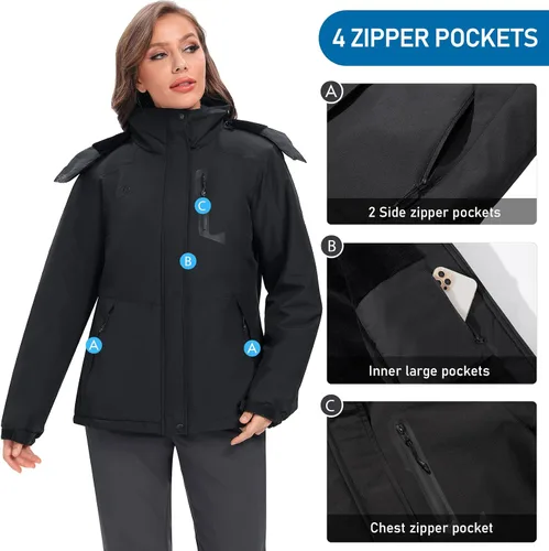 Miniatura 4 de GOLDEN CAMEL Women's Winter Jacket Windproof Ski Snow Jacket Waterproof Thicken Parka Rain Jacket Warm Puffer Coat