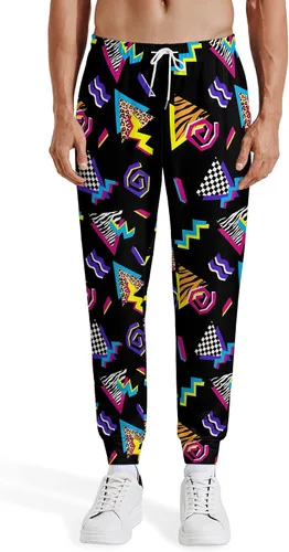 Miniatura 6 de Divertidos pantalones deportivos de los años 80 para hombre, pantalones casuales de correr con cordón y bolsillos, traje de los años 90 para hombre
