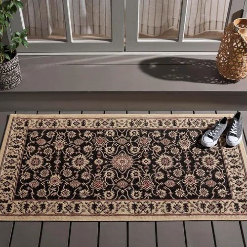 Miniatura 17 de SAFAVIEH Alfombra lavable al aire libre Courtyard Collection - 2'7" x 5', marrón y crema, no desprende pelusa y fácil limpieza, ideal para patio