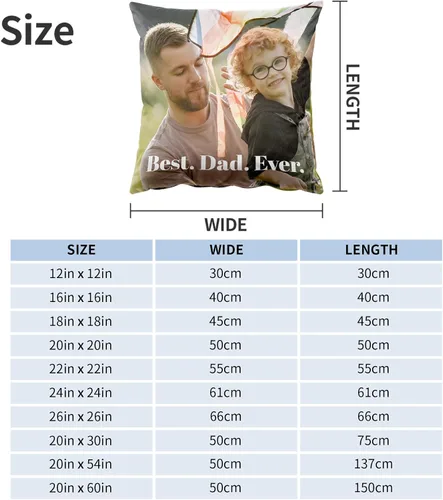 Miniatura 7 de Easycosy Funda de almohada de terciopelo personalizada, 12 x 12 pulgadas, foto y texto personalizados, dos lados, regalo del día del padre