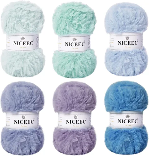 Miniatura 53 de NICEEC Hilo de Pelo Sintético Super Suave, Grueso y Esponjoso, Hilo de Pestañas para Crochet y Tejido (Longitud Total 192m/9.1kg) - Otoño/300g