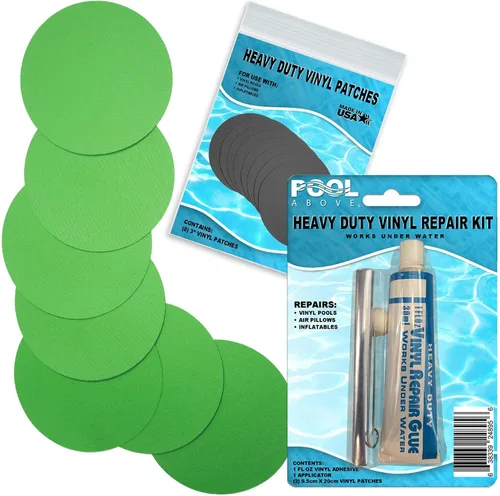 Miniatura 2 de Kit de parches de reparación de vinilo resistente para reparación de revestimientos de piscina sobre el suelo; inflables de pegamento y parches; Azul