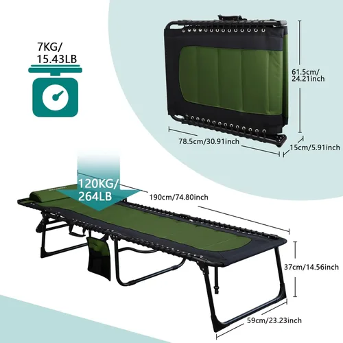 Miniatura 3 de Sillón plegable para exteriores acolchado para adultos de 264 libras, tumbona de patio para exteriores, silla de playa reclinable ajustable de 5