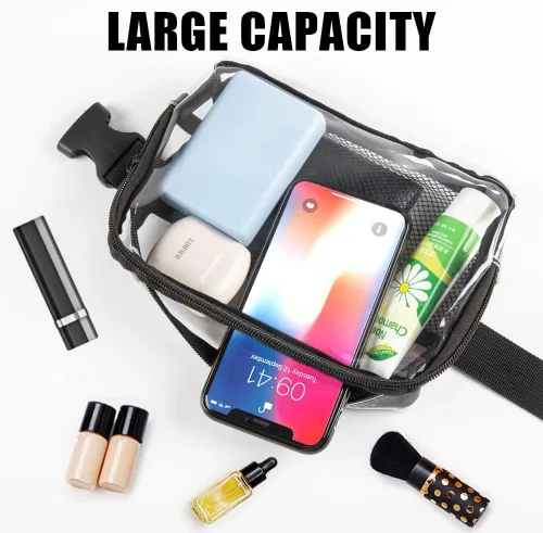 Miniatura 4 de Labeol Riñonera transparente para mujer, cangurera transparente aprobada para estadios, bolsa de cinturón transparente para mujer, riñonera