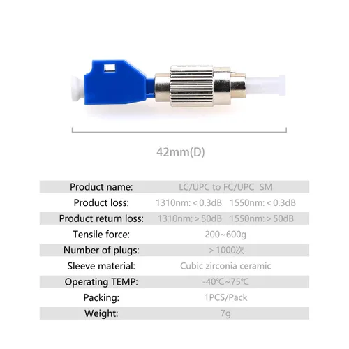 Miniatura 5 de Conector de fibra óptica, FC macho a LC hembra híbrido adaptador convertidor de fibra óptica compatible con medidor de potencia óptica localizador
