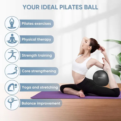 Miniatura 5 de APEXUP 9 Inch Pilates Ball Small Exercise Ball for Yoga, Fitness, Balance, Core Workout, Physical Therapy Rosa