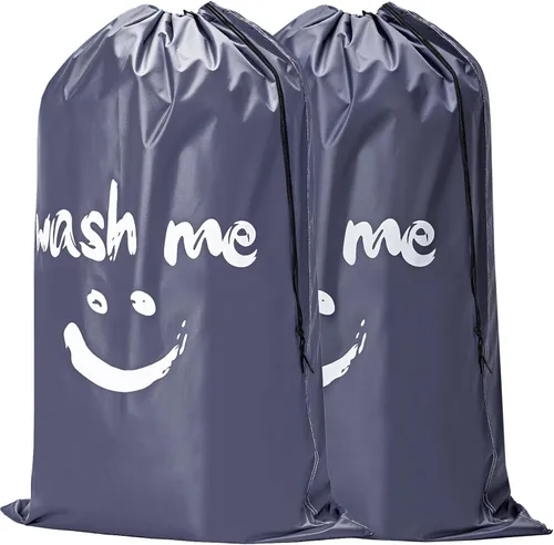 Miniatura 11 de HOMEST Paquete de 2 bolsas de lavandería de viaje XL Wash Me con correa, organizador de ropa sucia, lo suficientemente grande como para contener 4