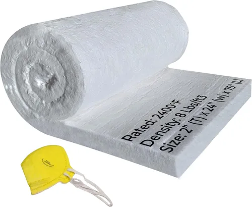 Miniatura 9 de Manta aislante de fibra de cerámica, 8# 2400F, 2 pulgadas de grosor x 24 x 150 pulgadas, deflectores de aislamiento de alta temperatura para estufa